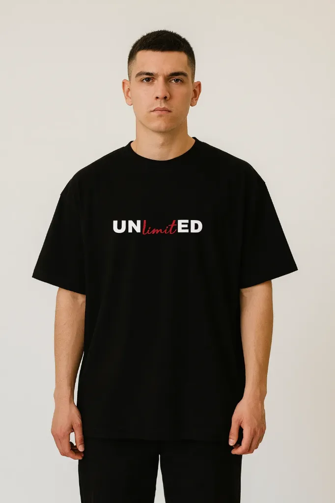 Unlimited Oversized Black T-Shirt – Real Looks Edition (S)