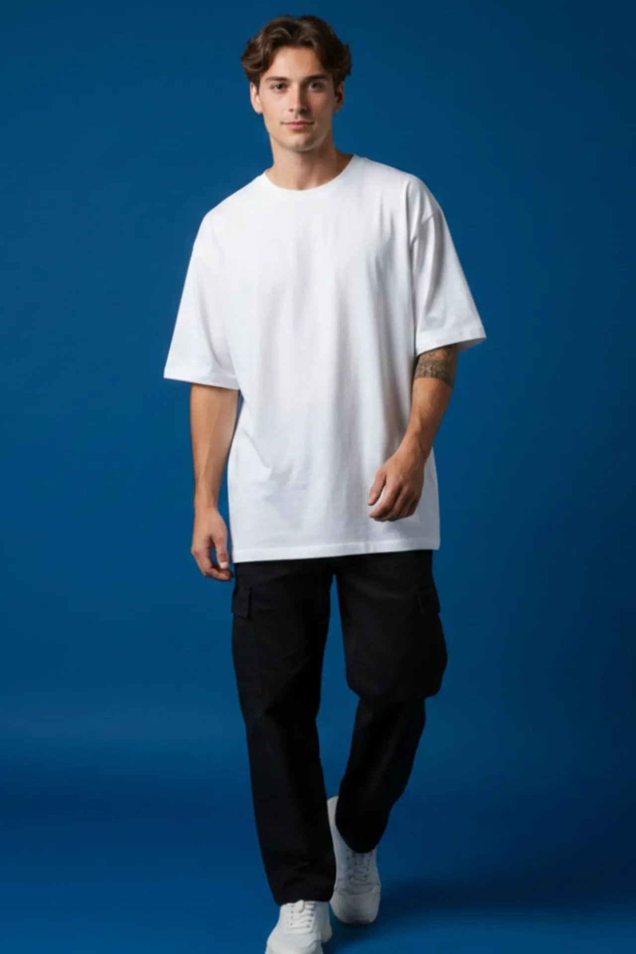 Solid White Oversized T-Shirt Heavyweight (S)
